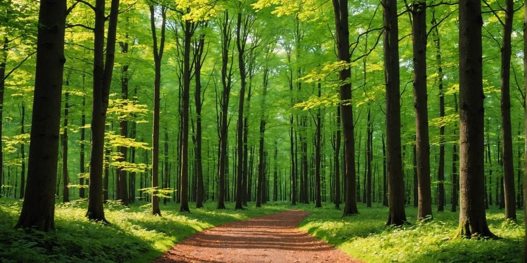 Forest path in Ballinastoe Woods Walk
