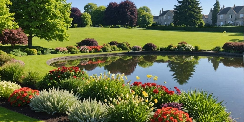 Tramore Park with green lawns and a pond