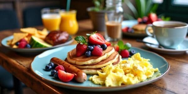 Delicious breakfast-spread in a Dublin cafe