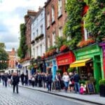 Colorful Dublin street with Georgian doors and lively atmosphere. Best Things To Do In Dublin