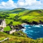 Lush green hills and ancient castles in Ireland, along with the best things to do in Ireland.