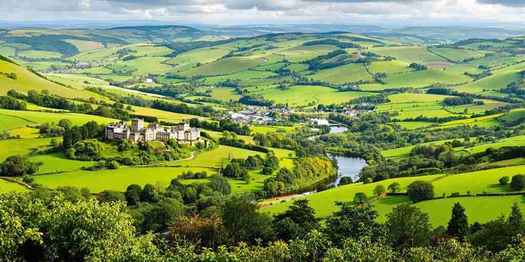Lush green hills and historic castles in Tipperary.